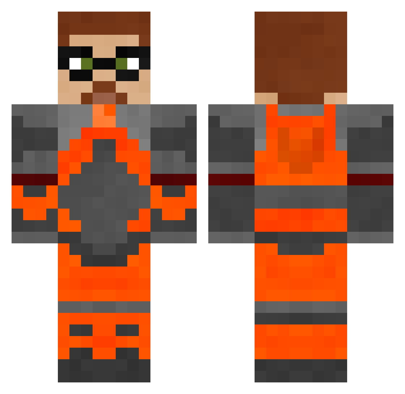 Raphus Minecraft skin, front and back view