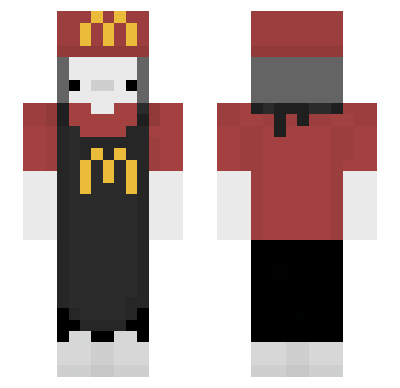Torpedoes Minecraft skin, front and back view