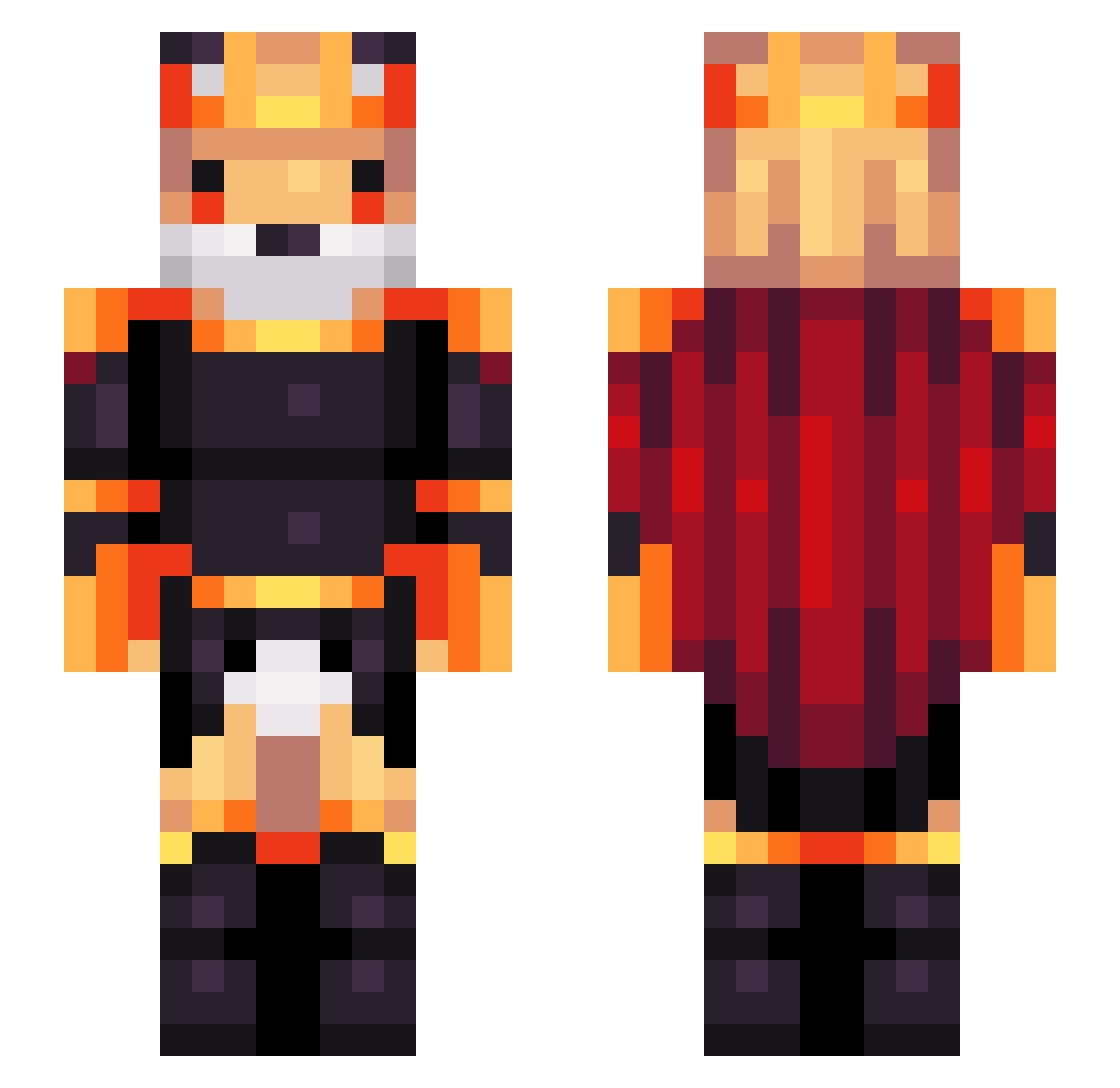 Vexacus Minecraft skin, front and back view