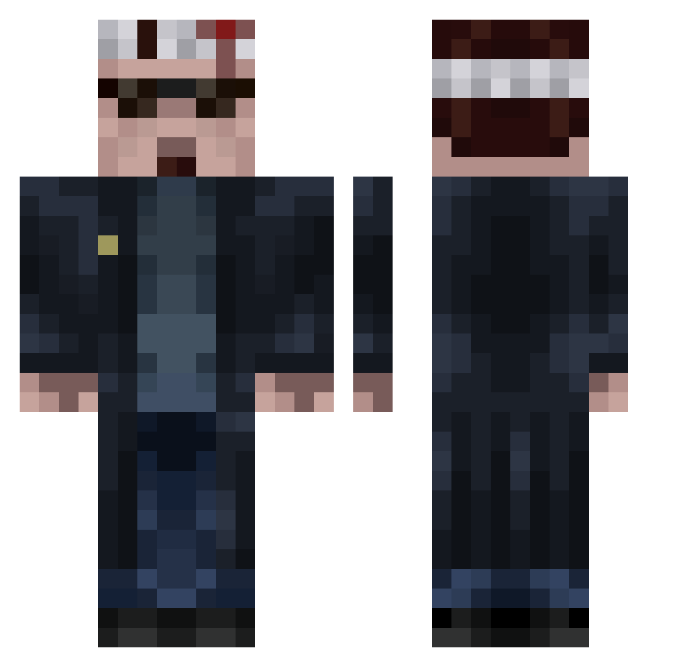 SNAKESNAKESNAKE Minecraft skin, front and back view