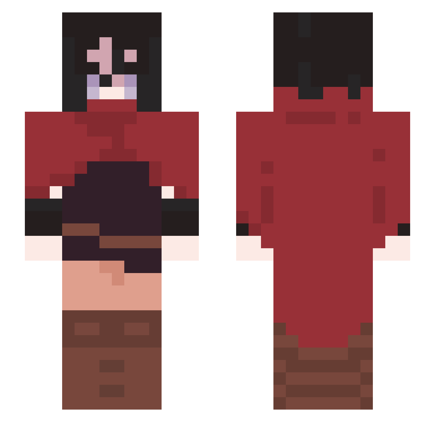 Endeavoured Minecraft skin, front and back view