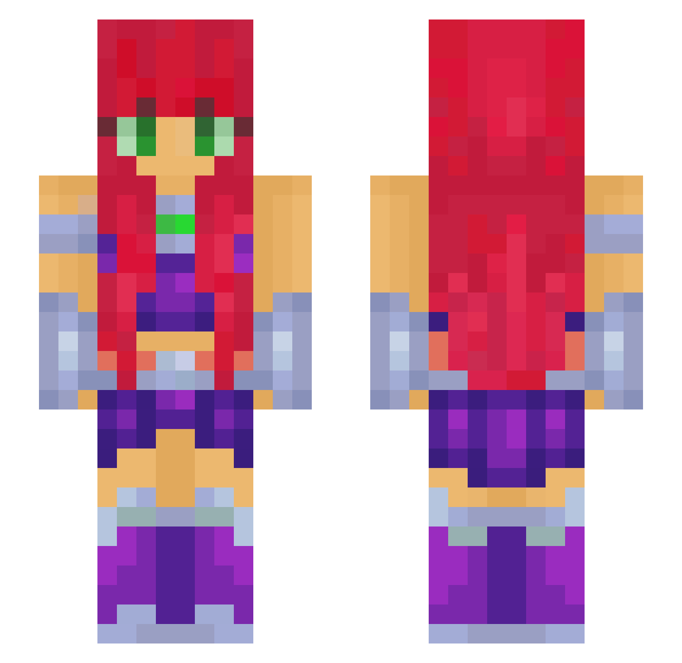 Pepermant Minecraft skin, front and back view
