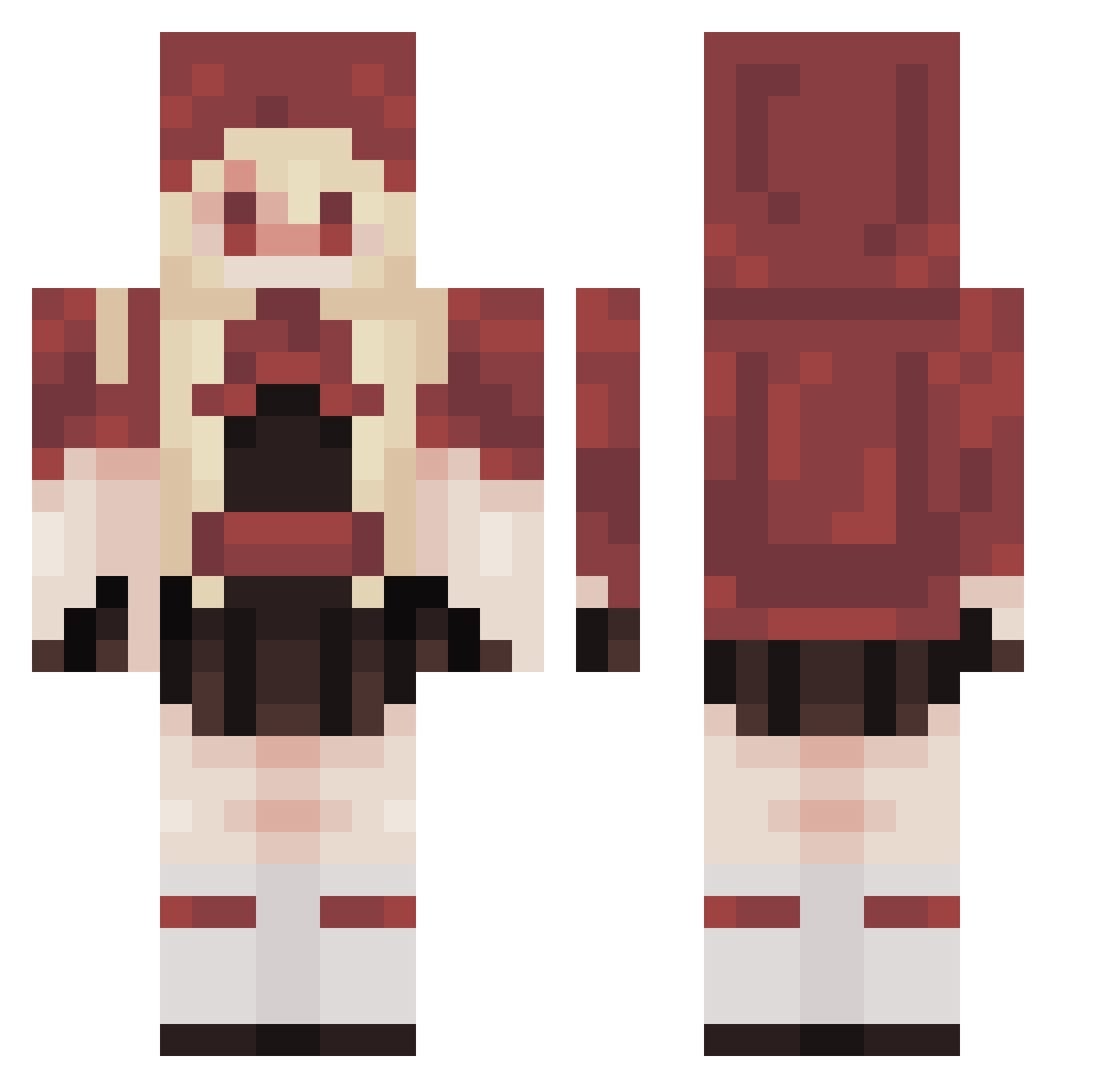 Sorda136 Minecraft skin, front and back view