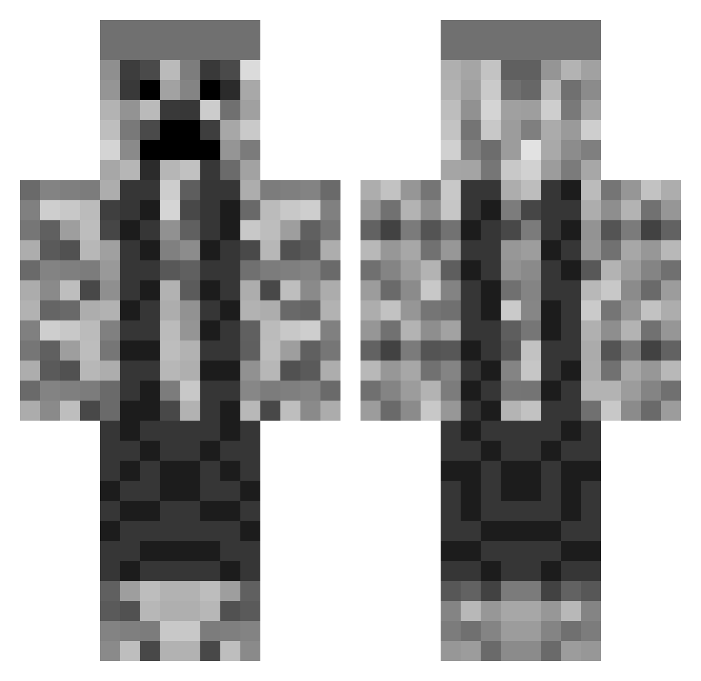 panfish Minecraft skin, front and back view