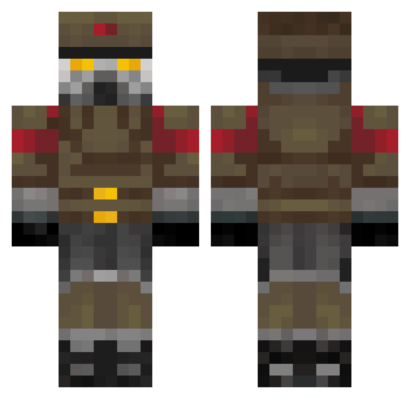 DaringDevy Minecraft skin, front and back view