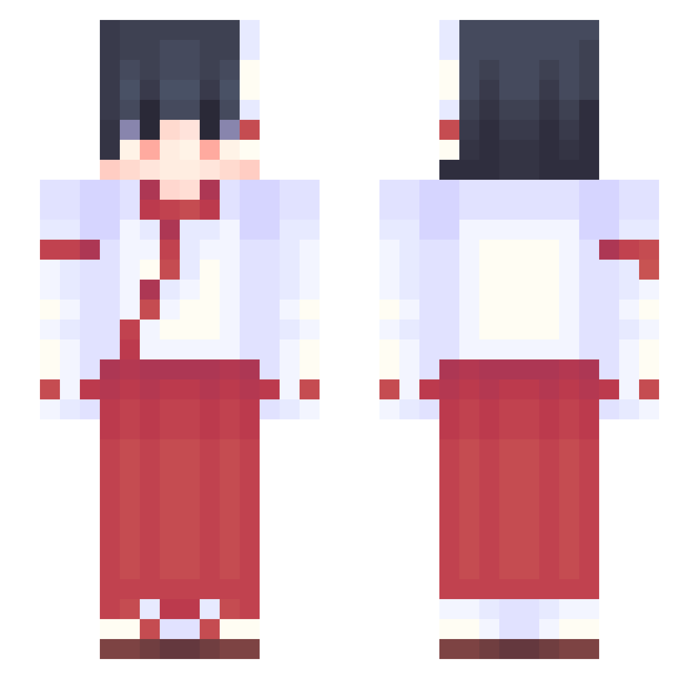 yuuuuuuuuuushi Minecraft skin, front and back view
