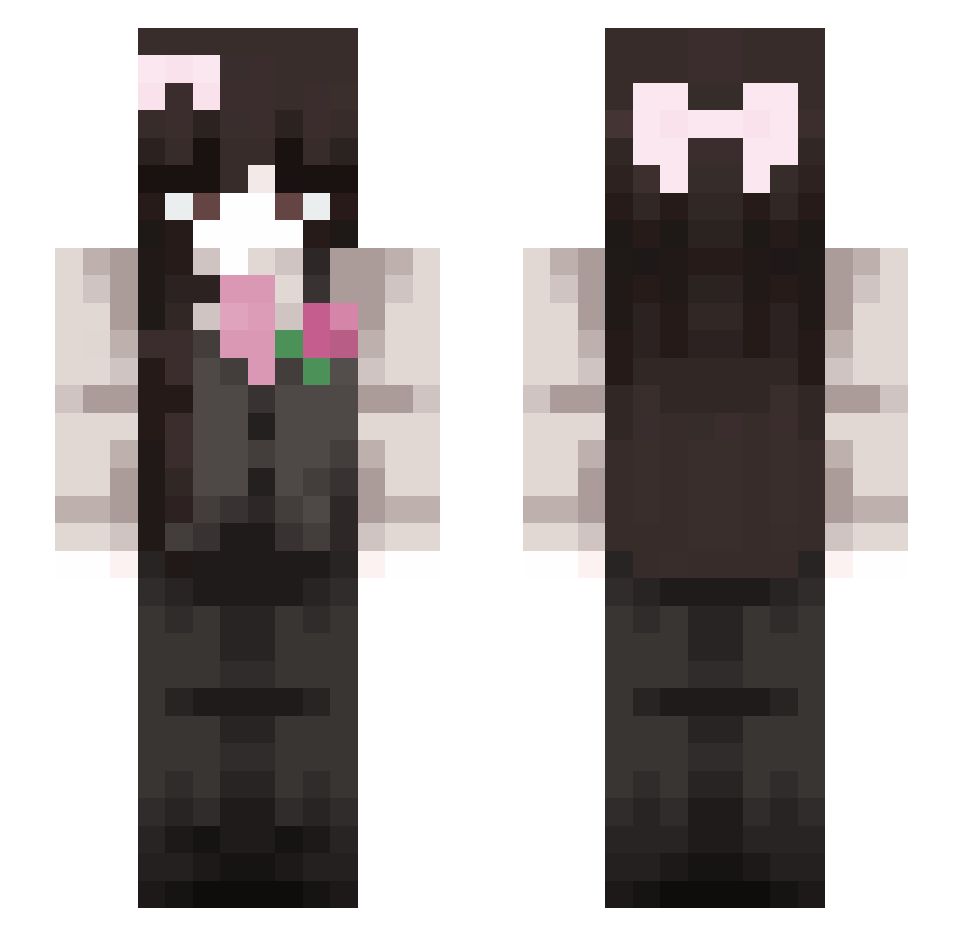 Wjoel Minecraft skin, front and back view