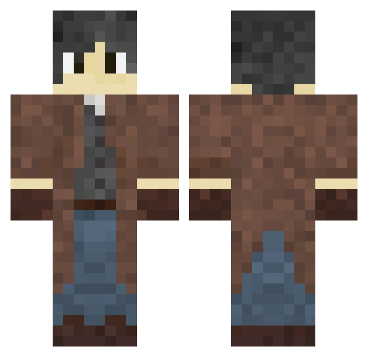 VMBuddy2 Minecraft skin, front and back view
