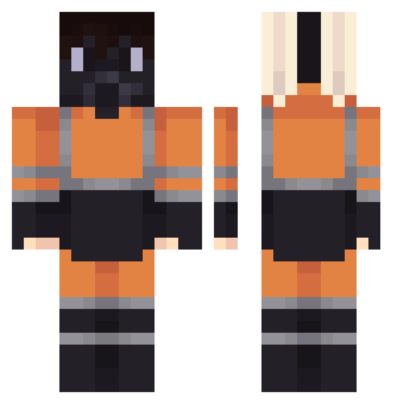 HuKver Minecraft skin, front and back view