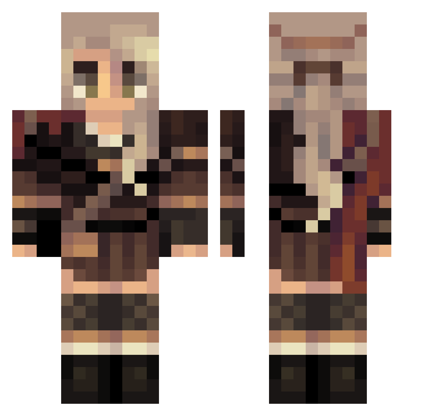 Polar_Saturn Minecraft skin, front and back view