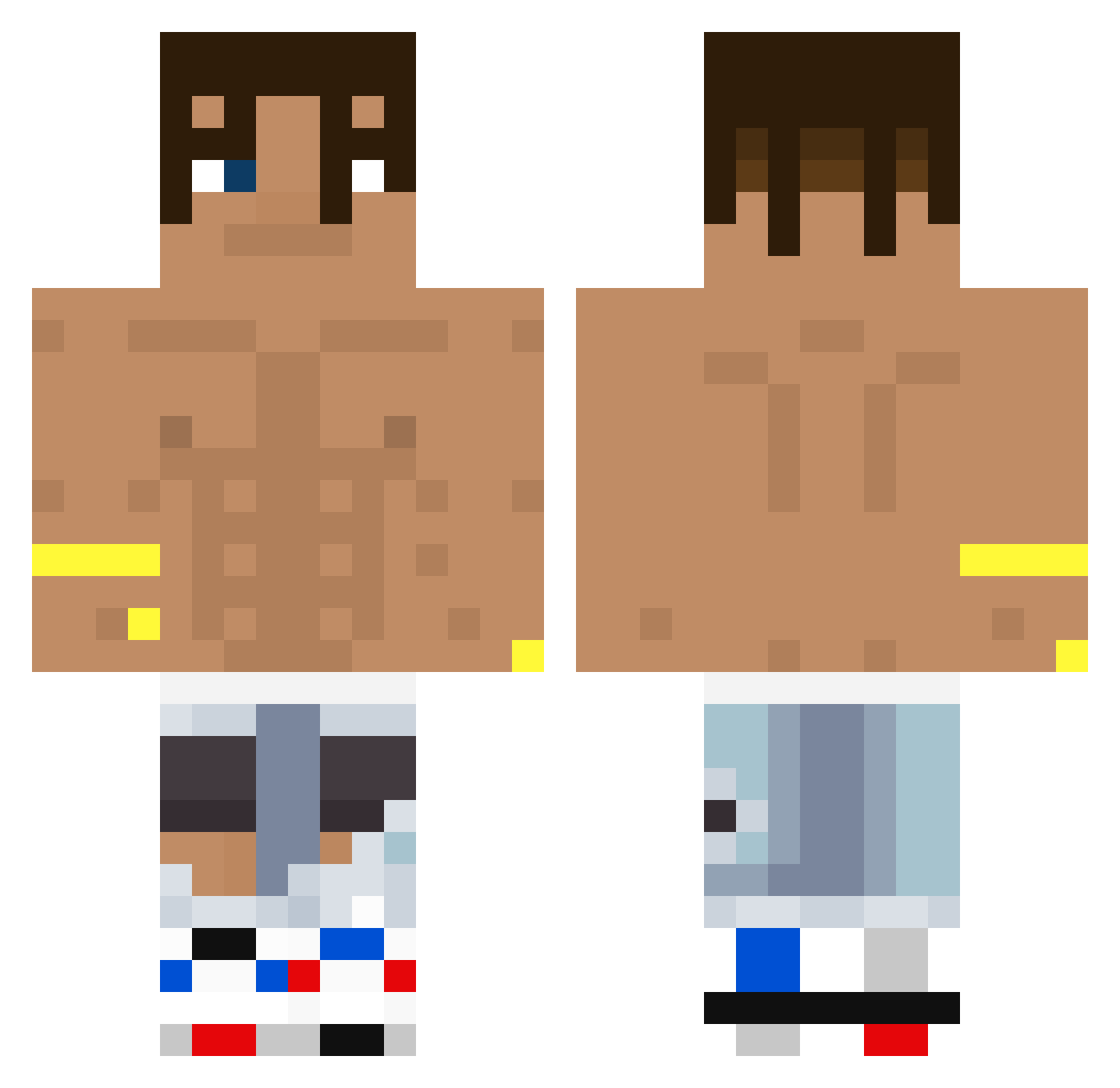 Heroglifas Minecraft skin, front and back view