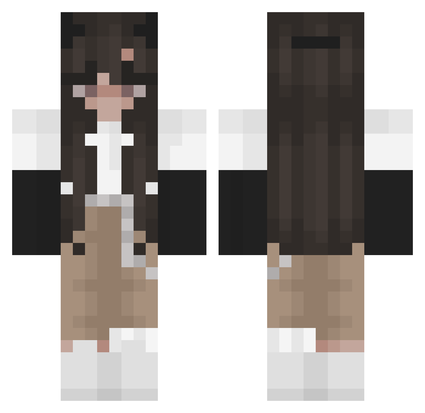 Zexah2 Minecraft skin, front and back view