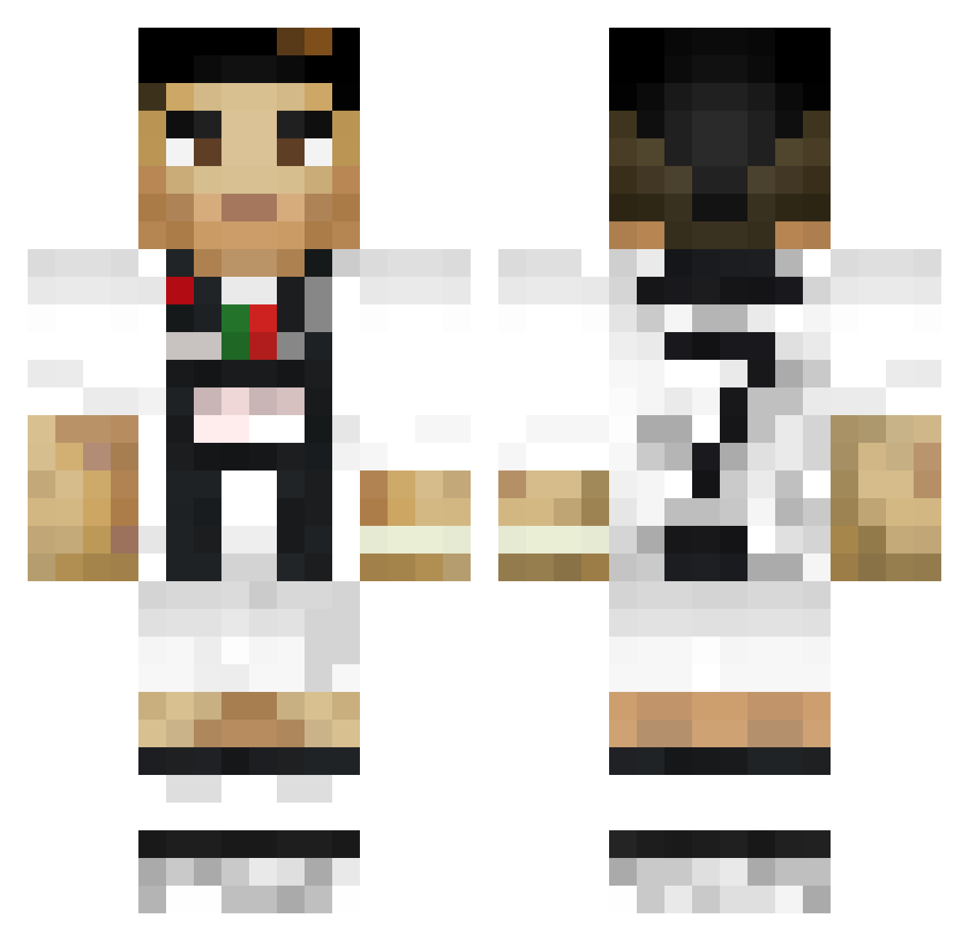 PotHacker Minecraft skin, front and back view