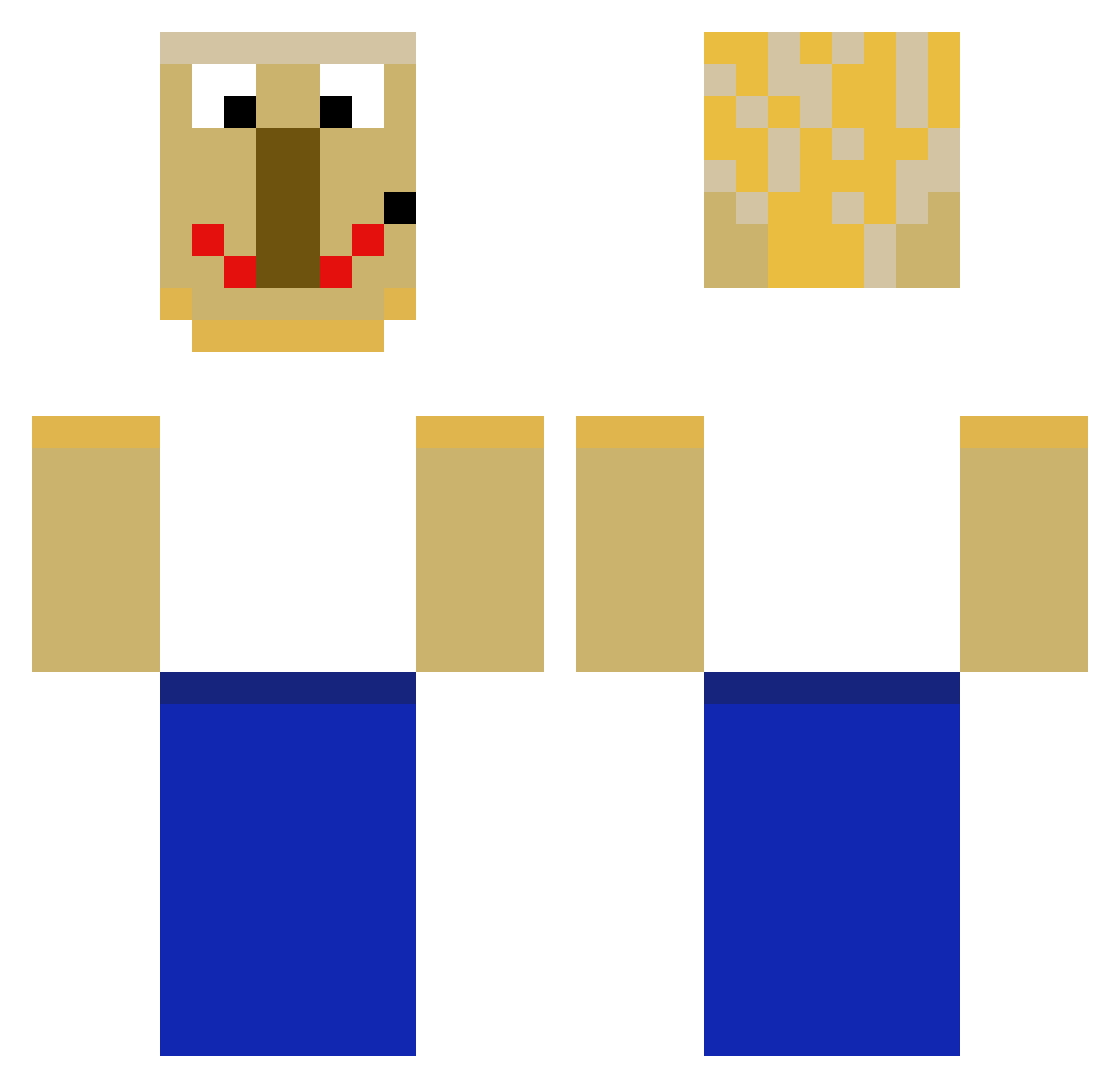 YourAmigo Minecraft skin, front and back view