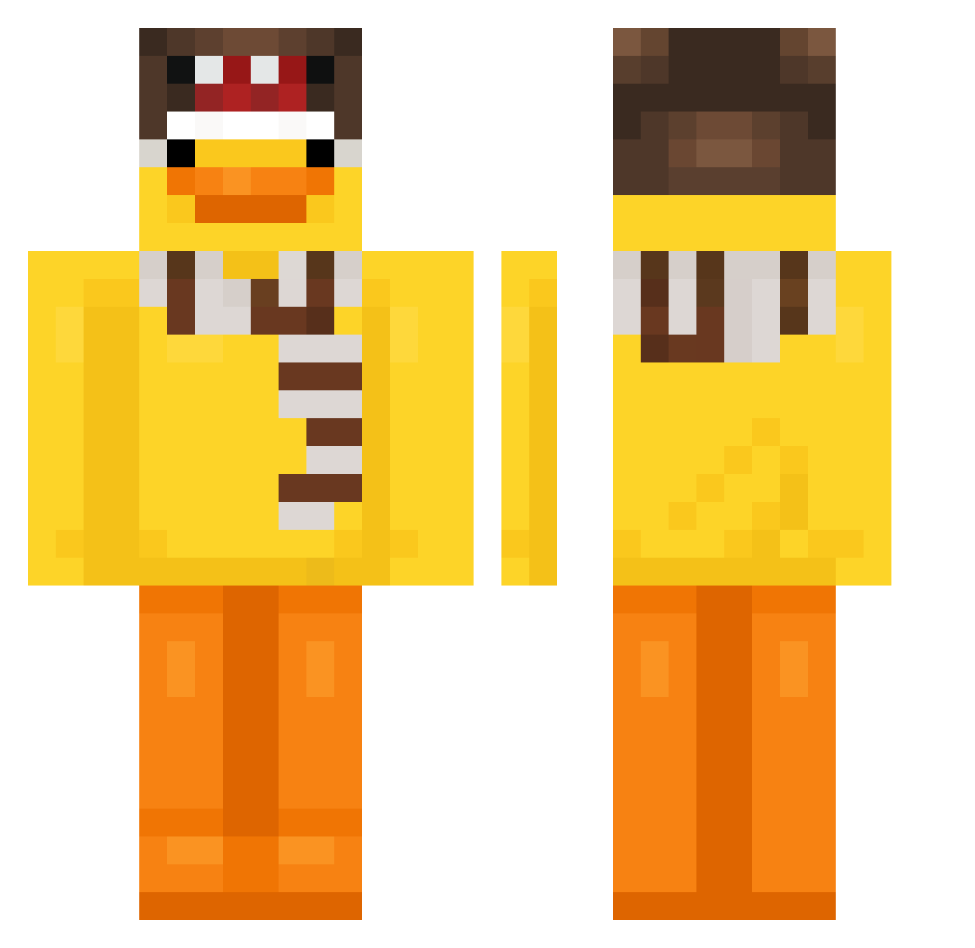 tiredcel Minecraft skin, front and back view