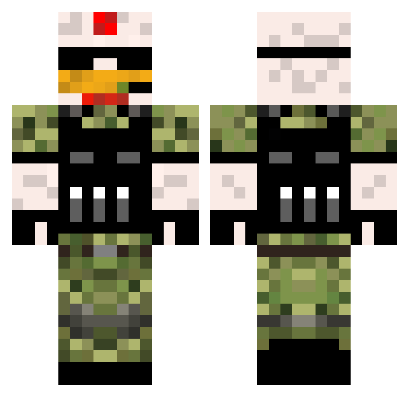 Iridious Minecraft skin, front and back view