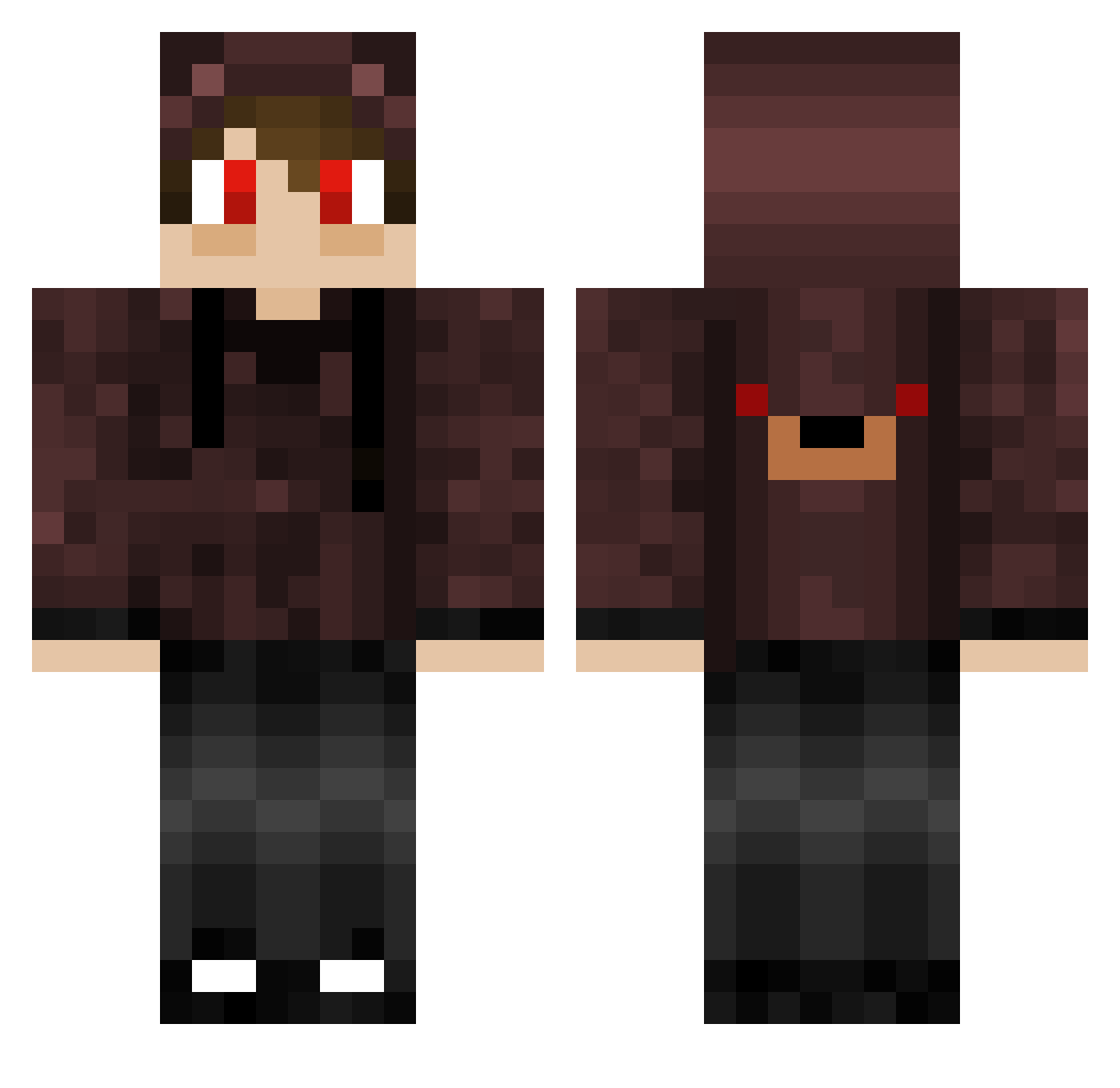 shaderyh Minecraft skin, front and back view
