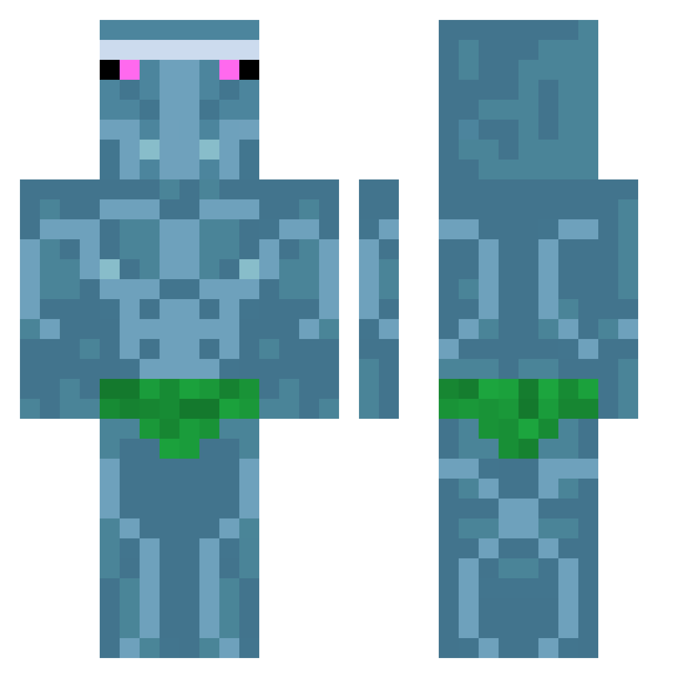 Gamershake Minecraft skin, front and back view