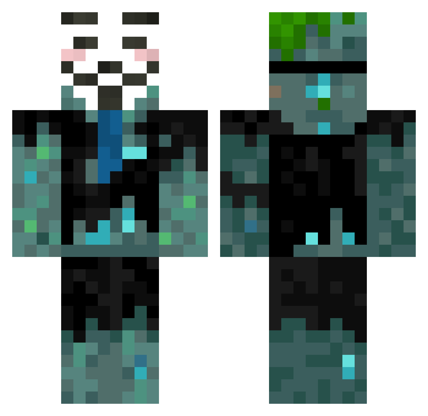 Afogado Minecraft skin, front and back view