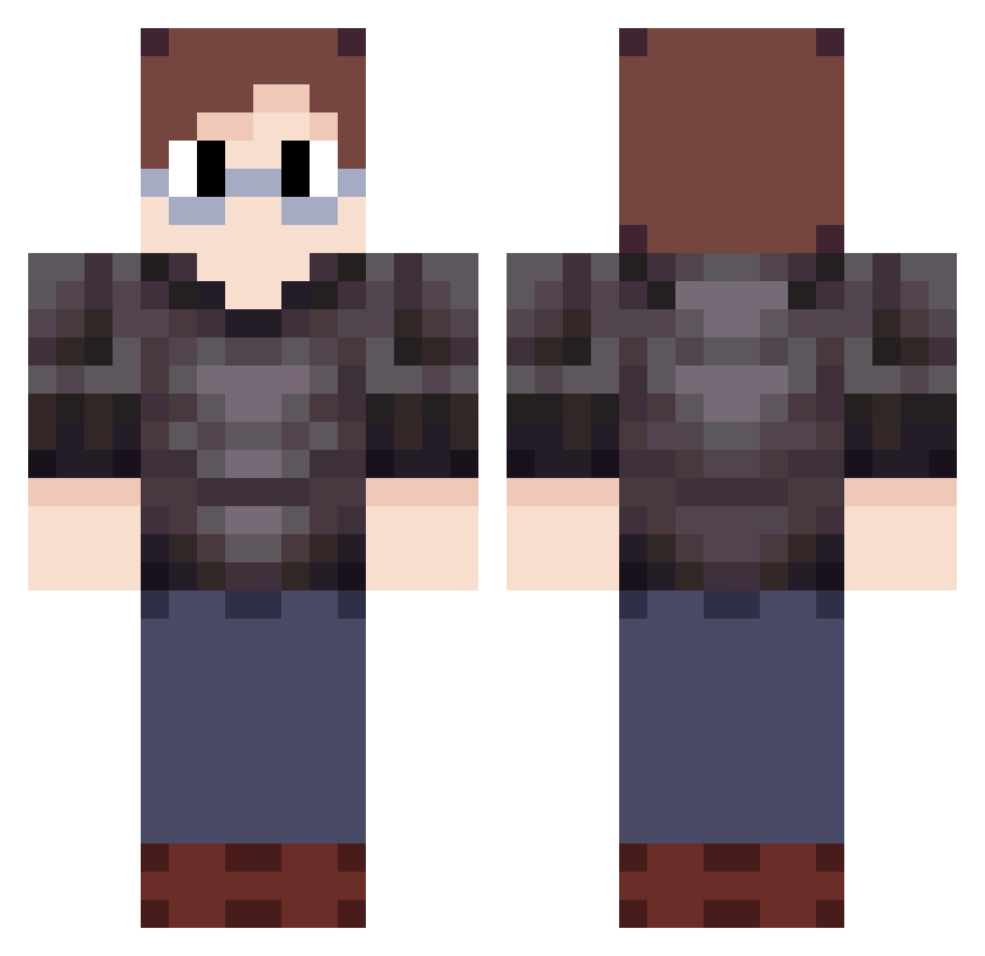 Zukoix Minecraft skin, front and back view
