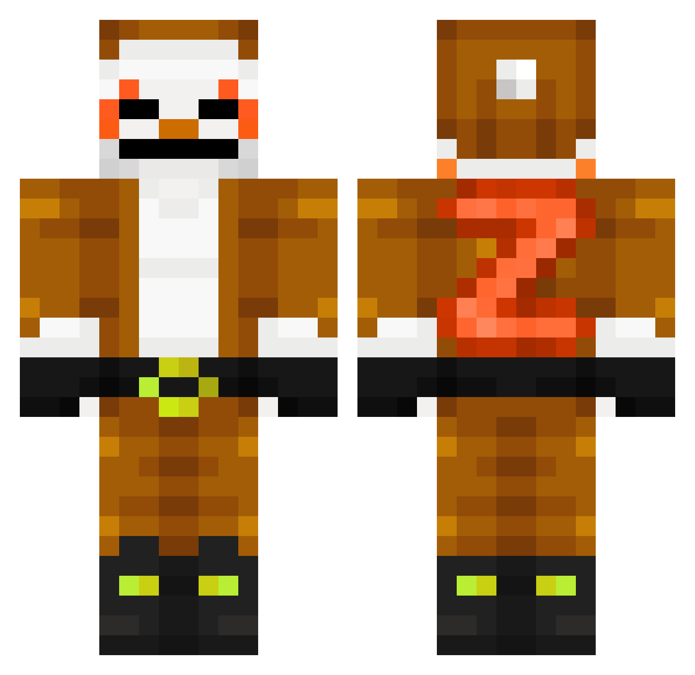 Wakkee Minecraft skin, front and back view