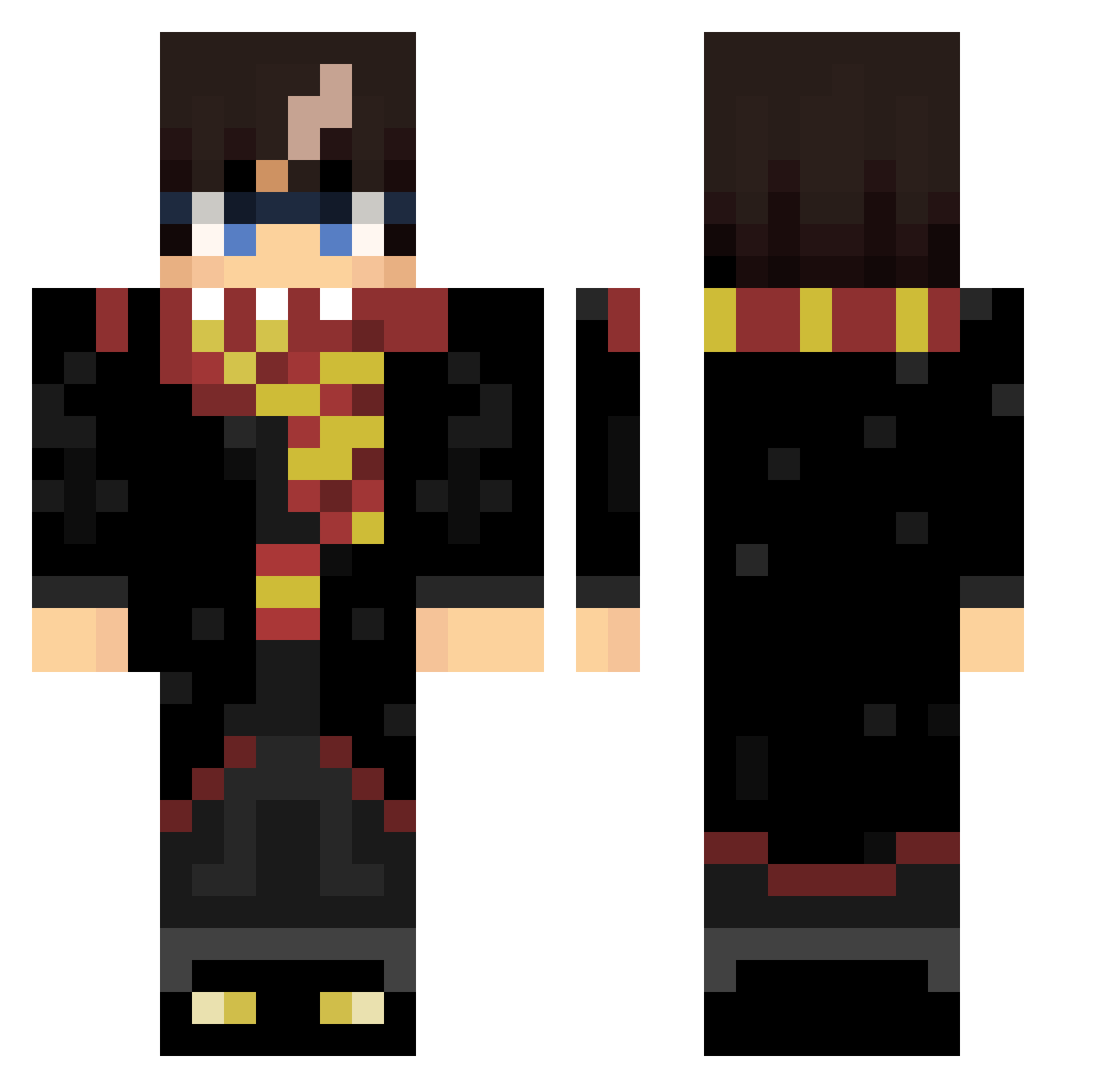 Harry_putter Minecraft skin, front and back view