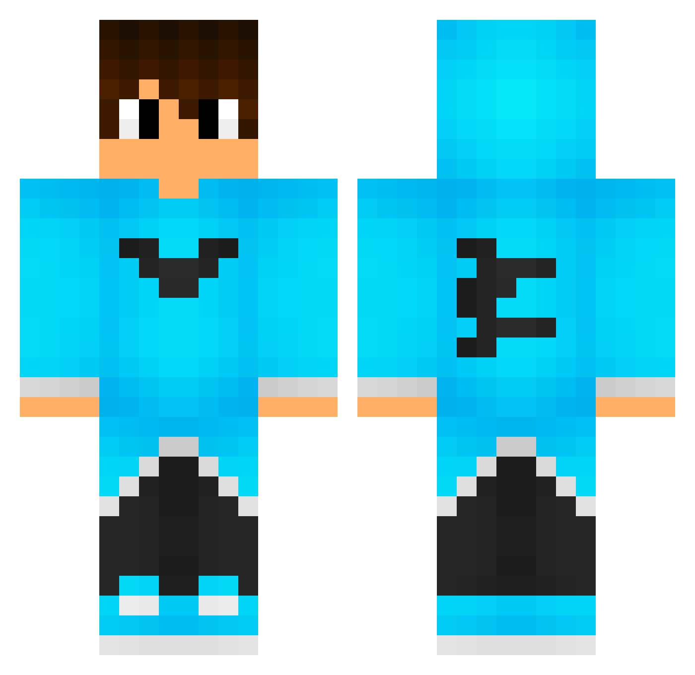 ReccoTV Minecraft skin, front and back view