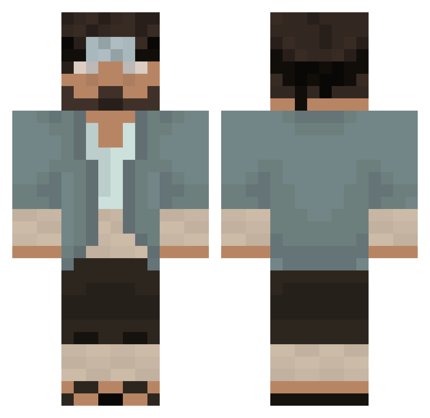 s0rain Minecraft skin, front and back view