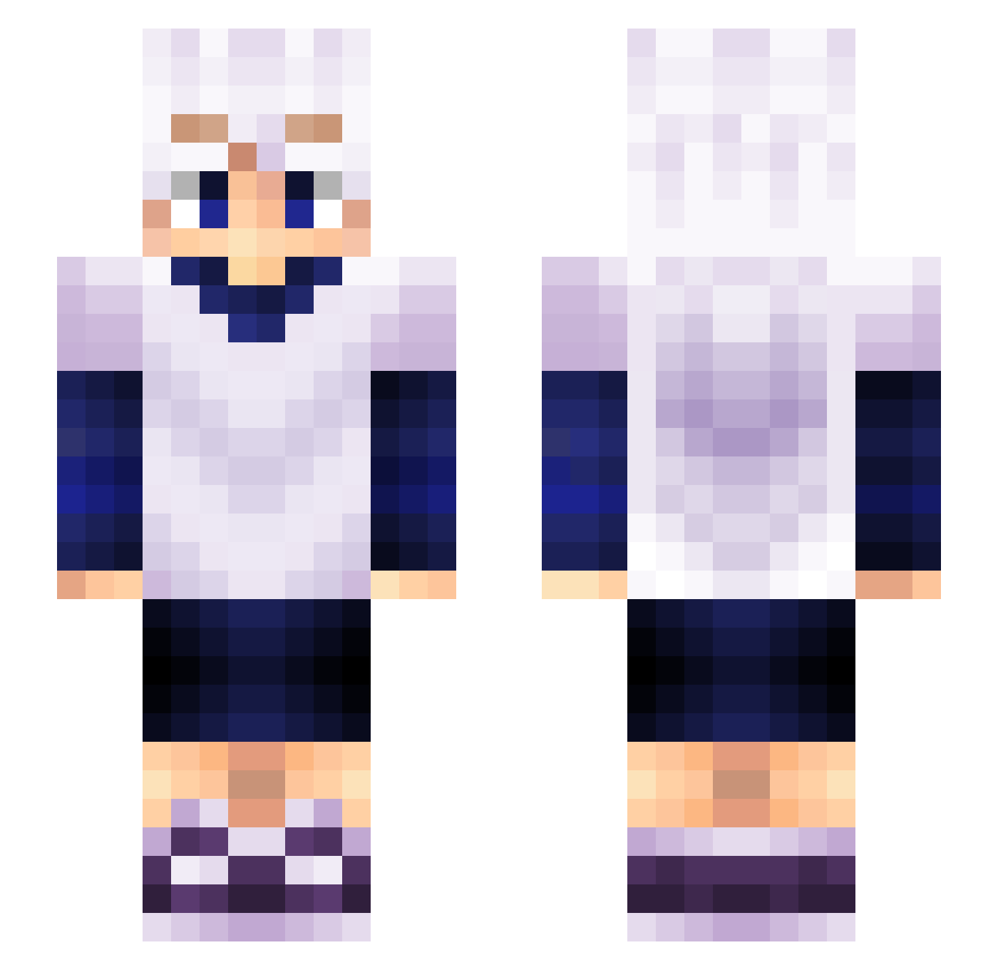 JustusNFG Minecraft skin, front and back view
