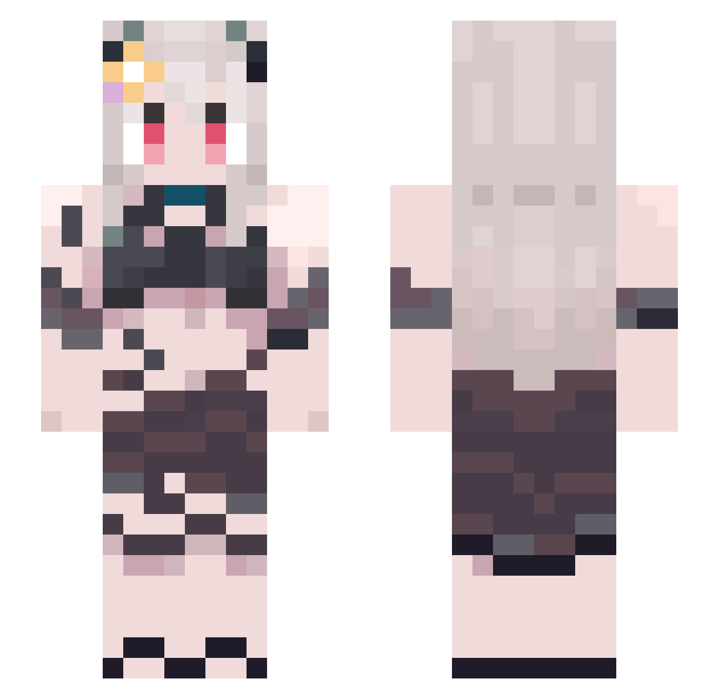 YUYUKODAZE Minecraft skin, front and back view