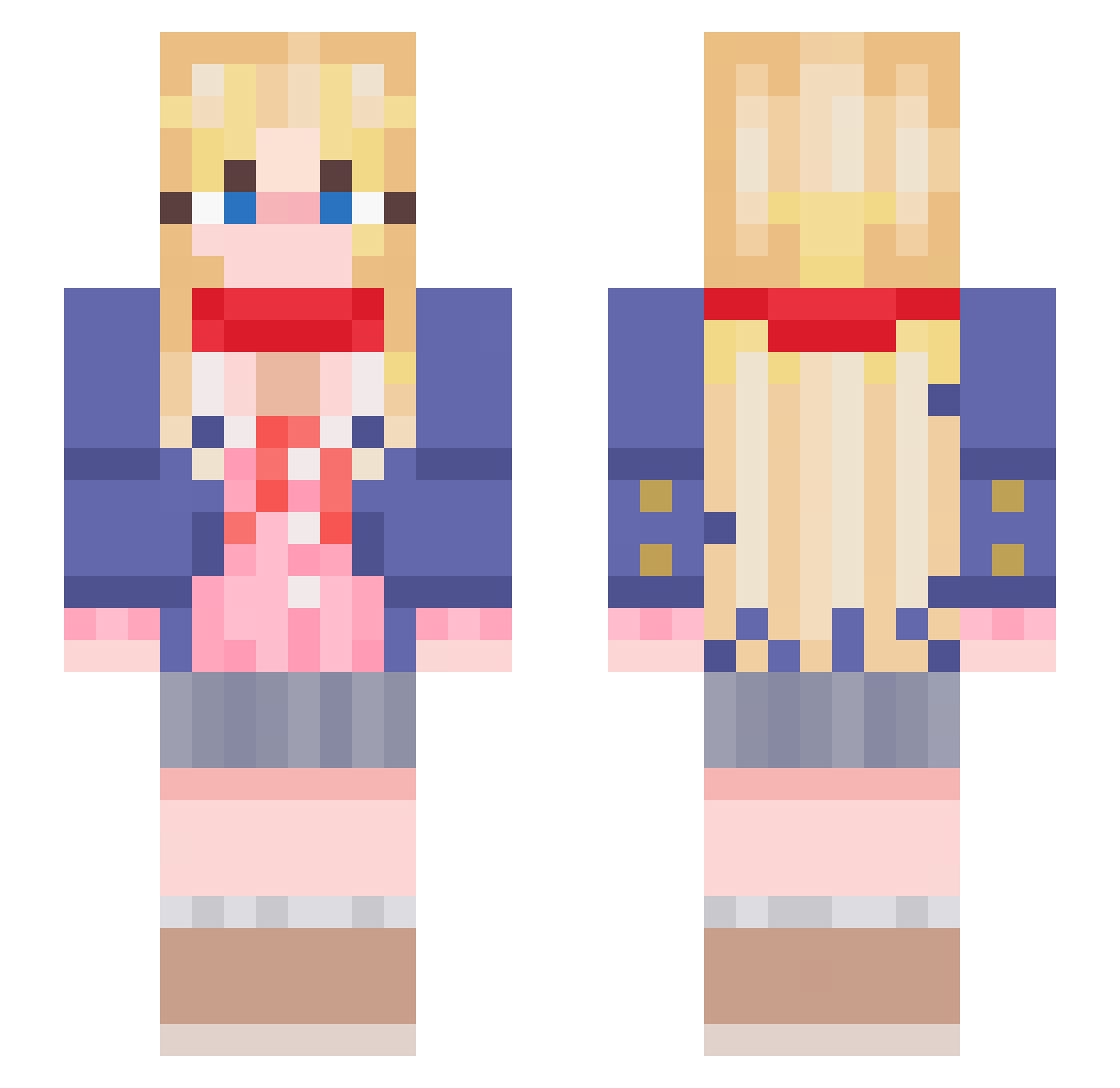 Behl Minecraft skin, front and back view