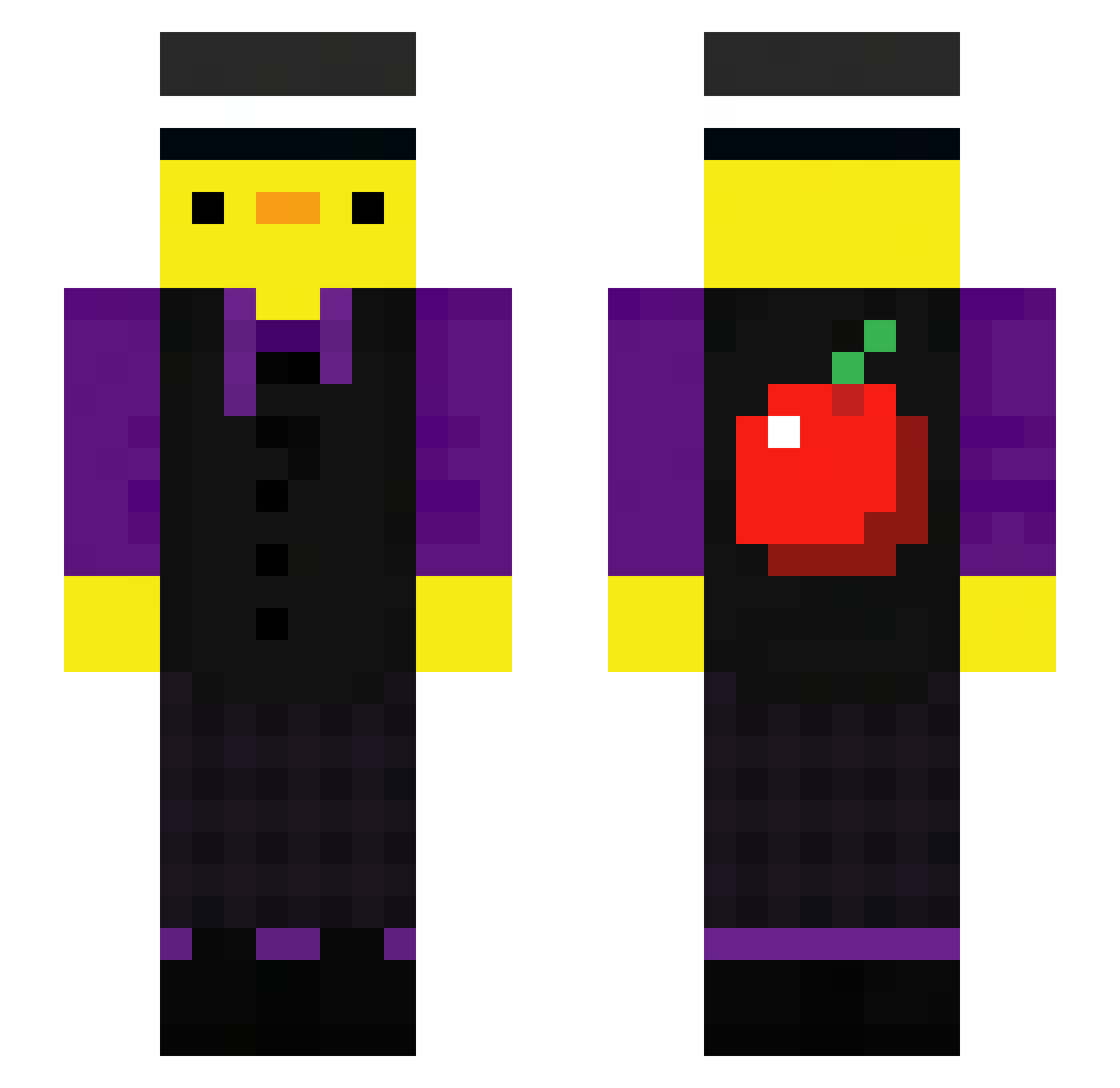 Ap7elscHorl3 Minecraft skin, front and back view