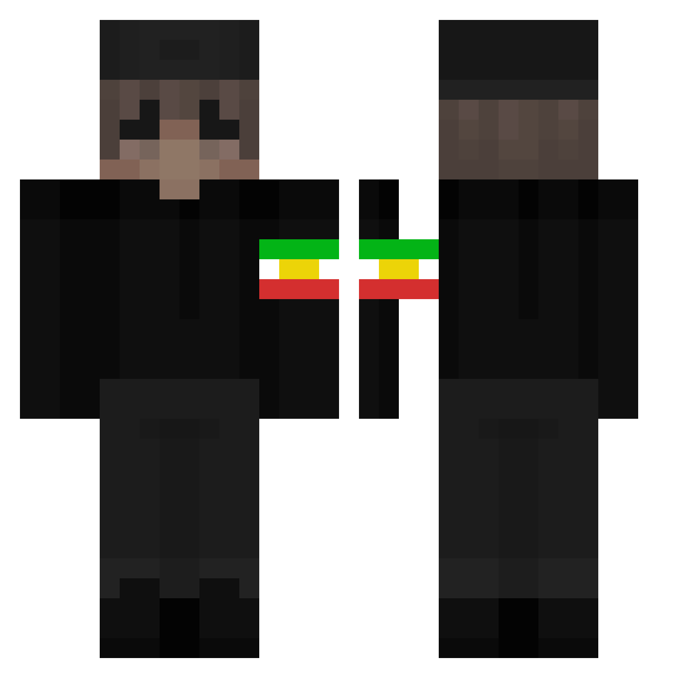 ZyVexi Minecraft skin, front and back view