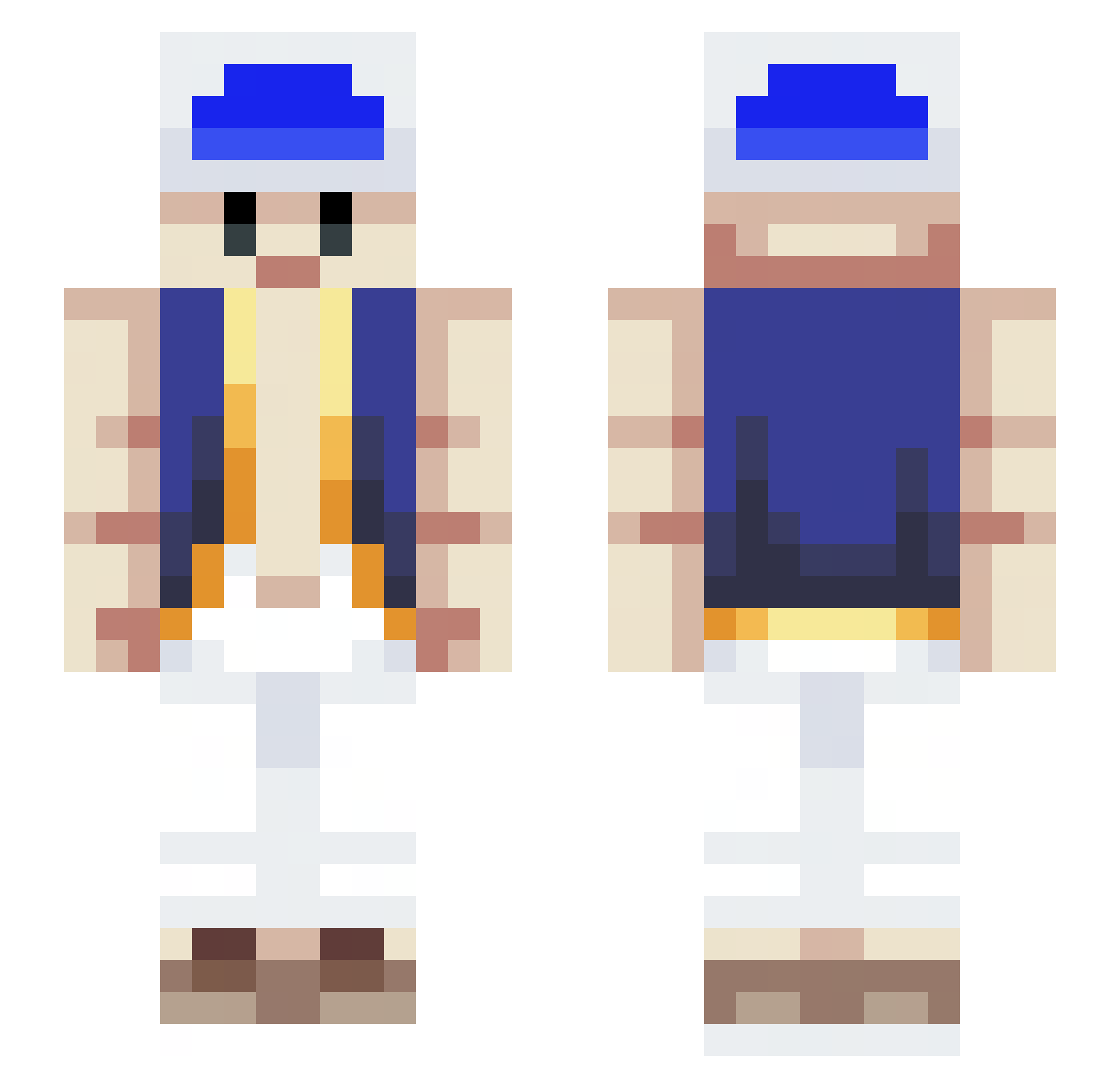 Elviror Minecraft skin, front and back view