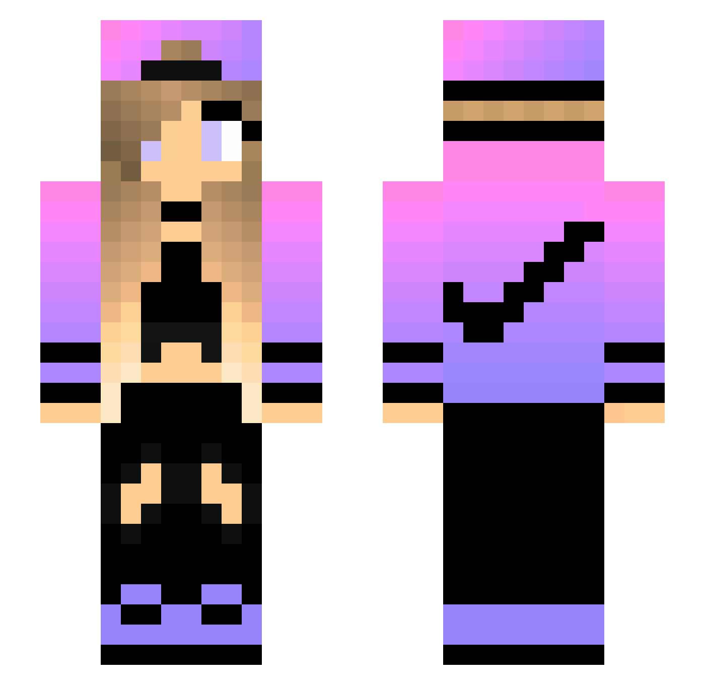 NotNowy Minecraft skin, front and back view