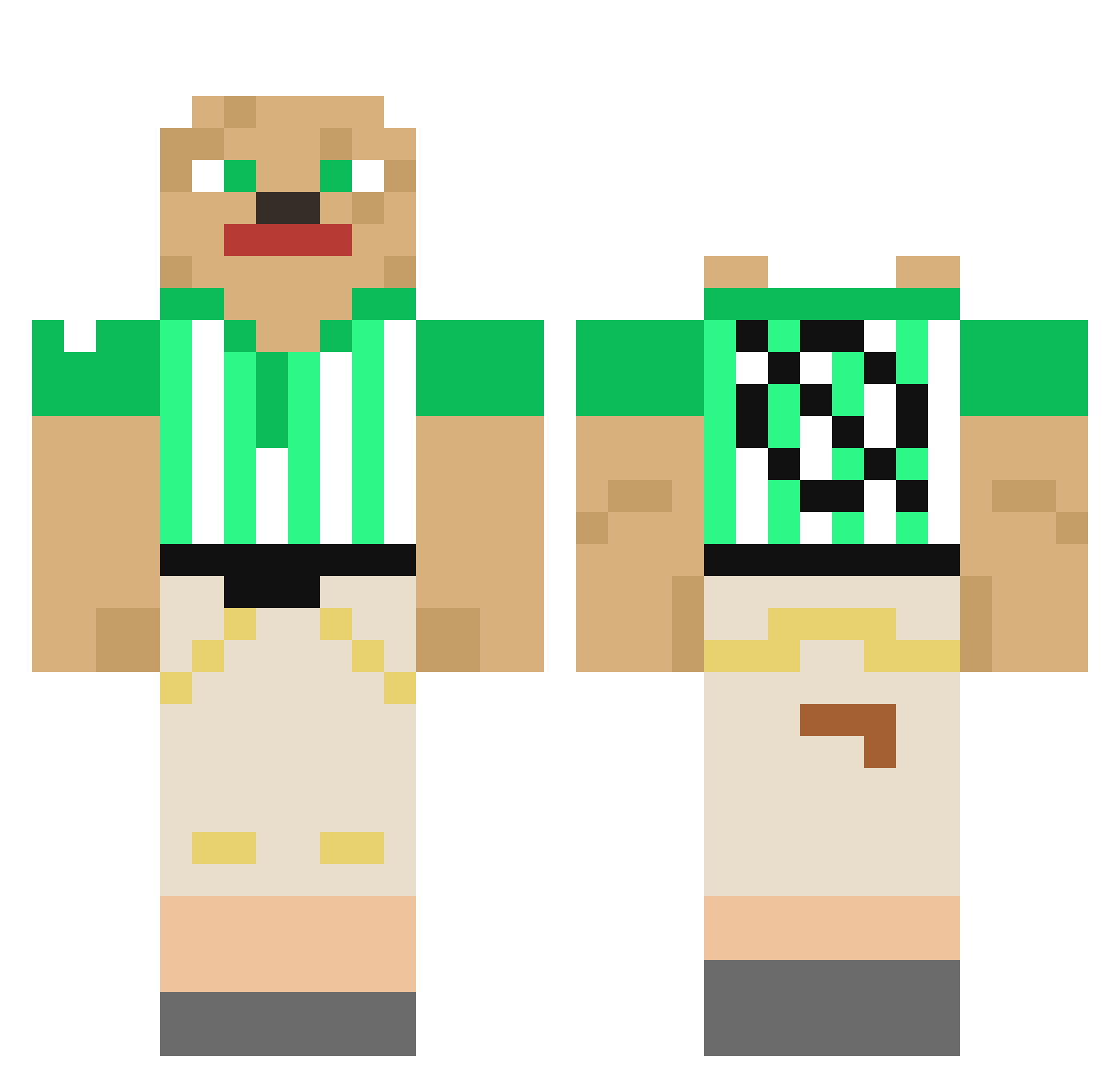 Yakubkooo Minecraft skin, front and back view