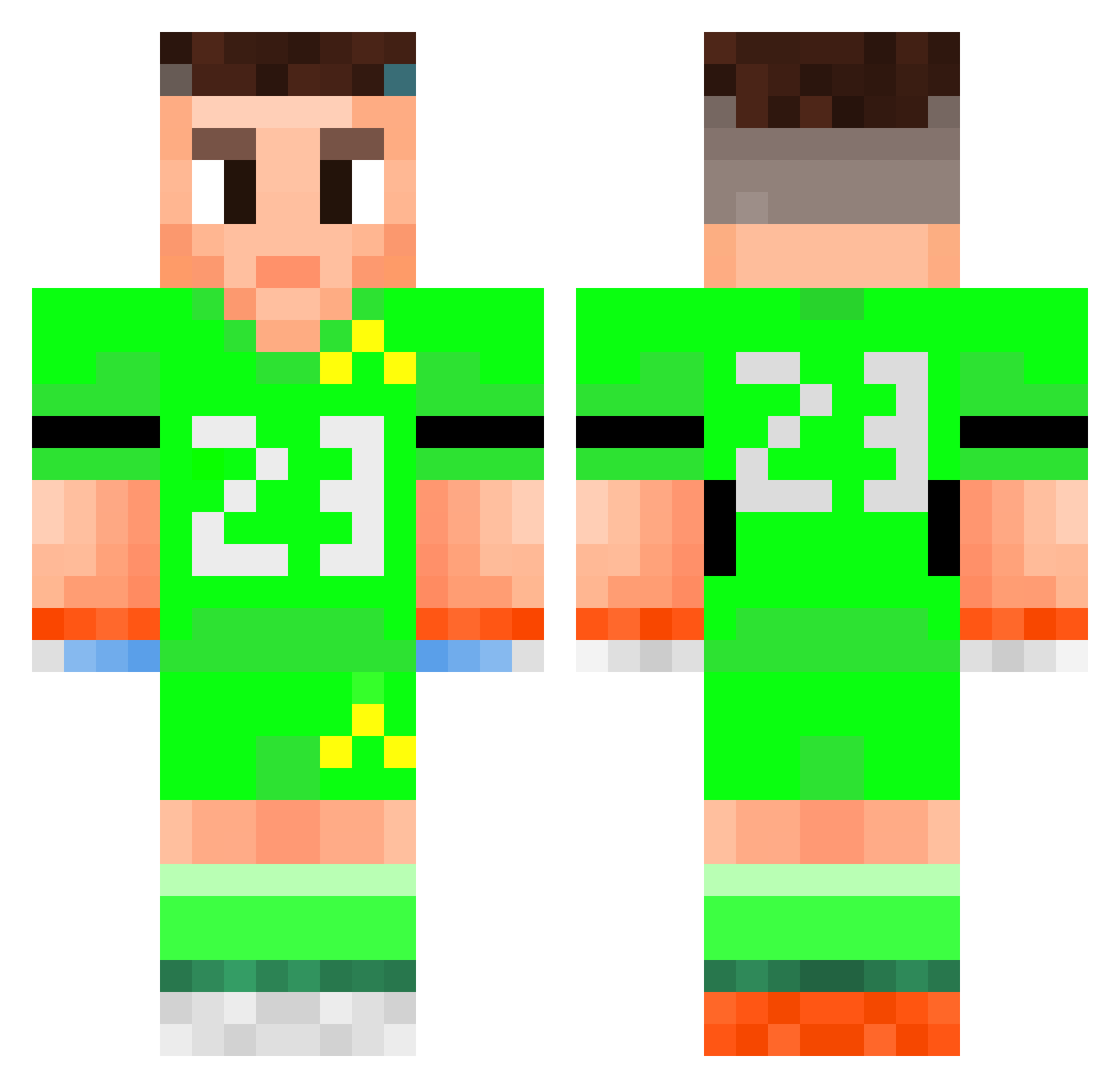 RedPredator Minecraft skin, front and back view