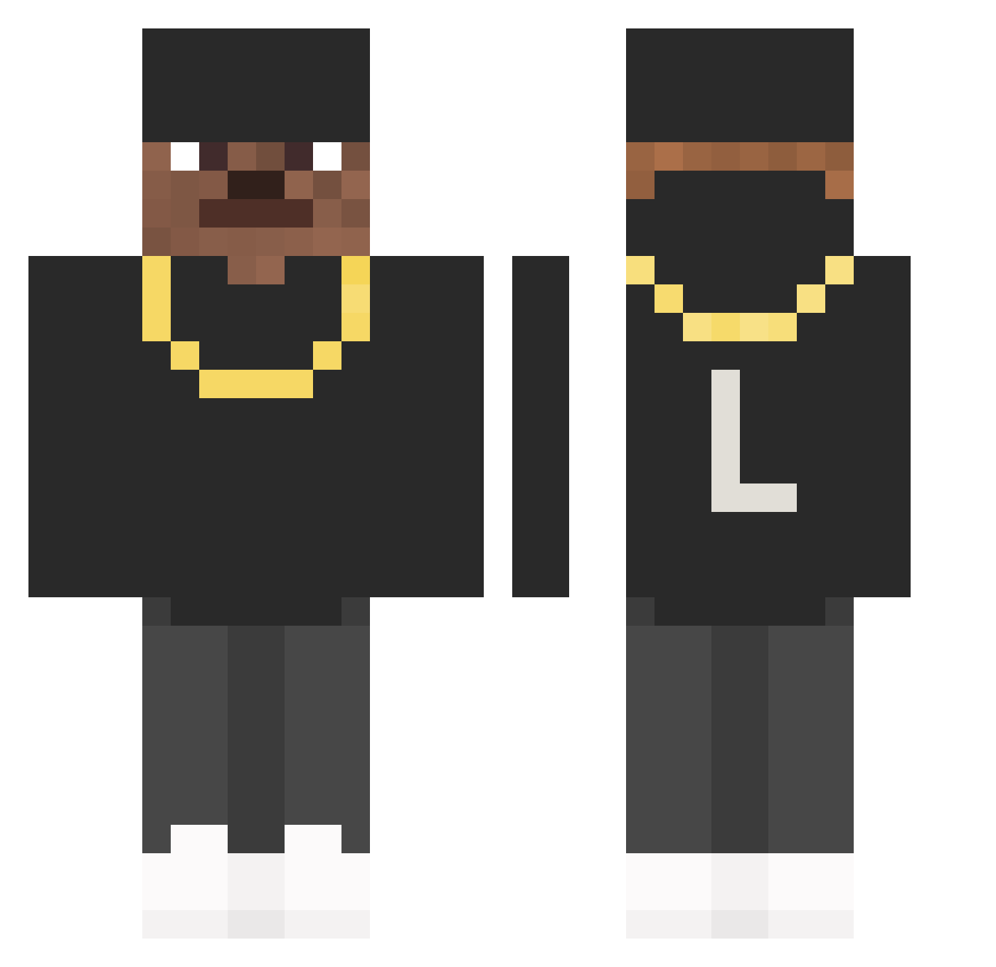 TheOnlyMrLeek Minecraft skin, front and back view