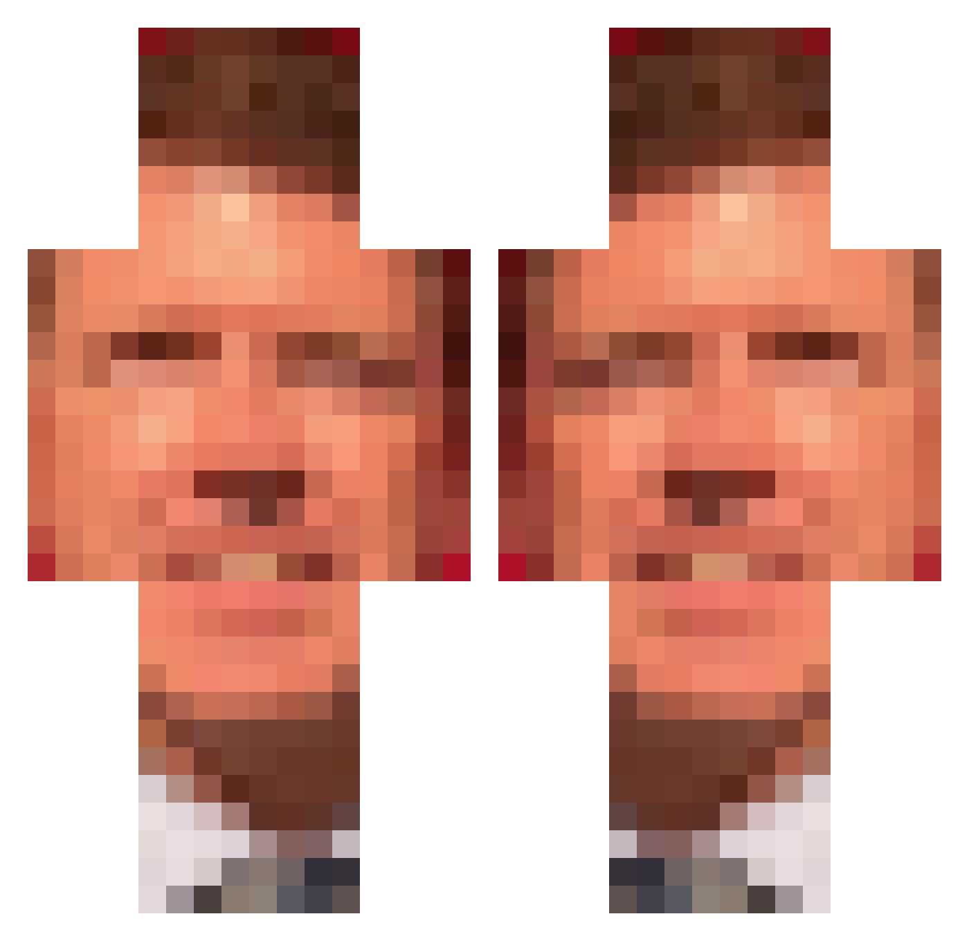 inbrn Minecraft skin, front and back view