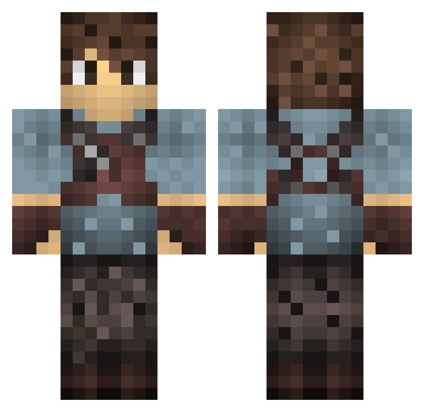 JellyCLY Minecraft skin, front and back view