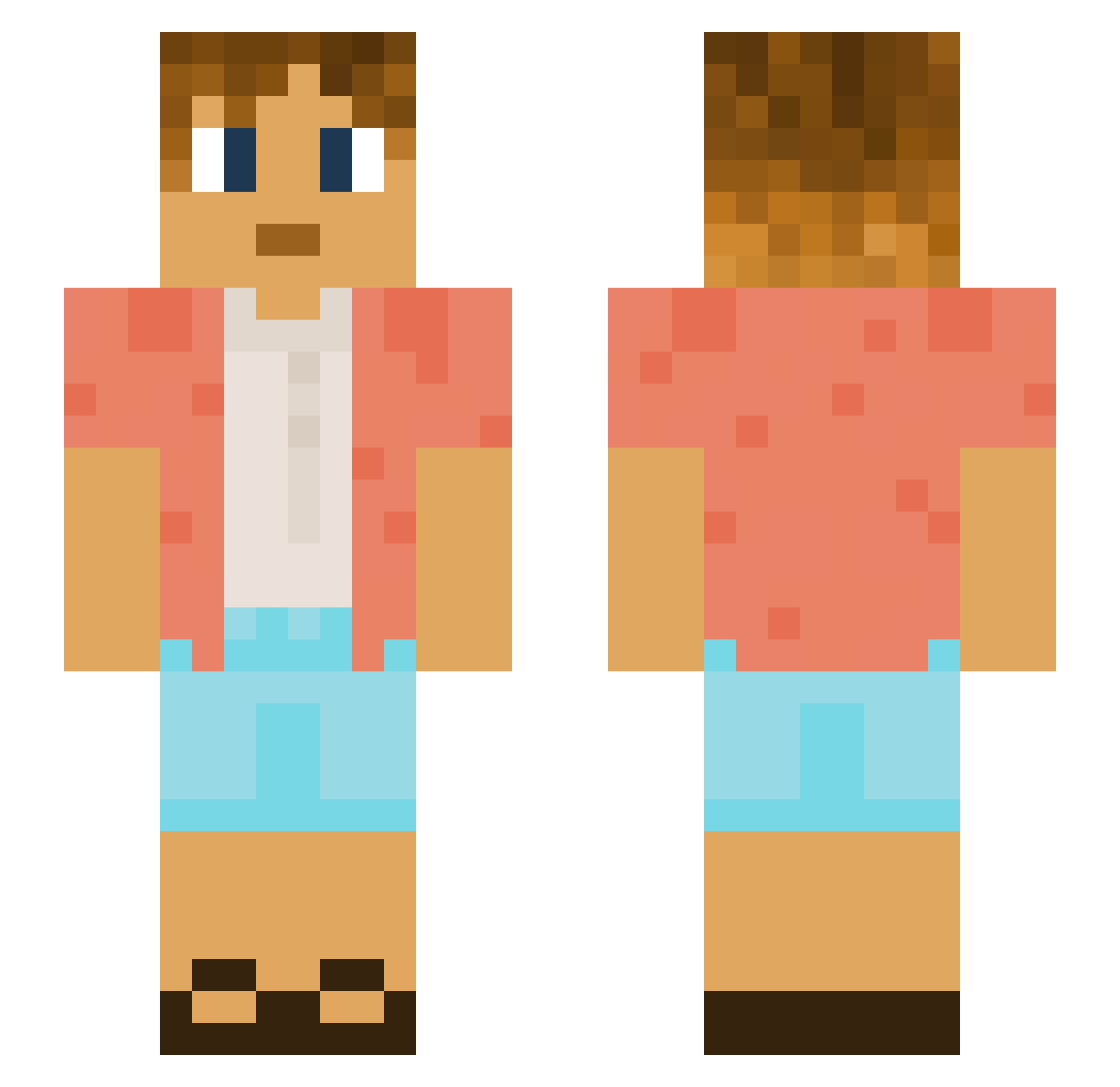 BRE4D Minecraft skin, front and back view