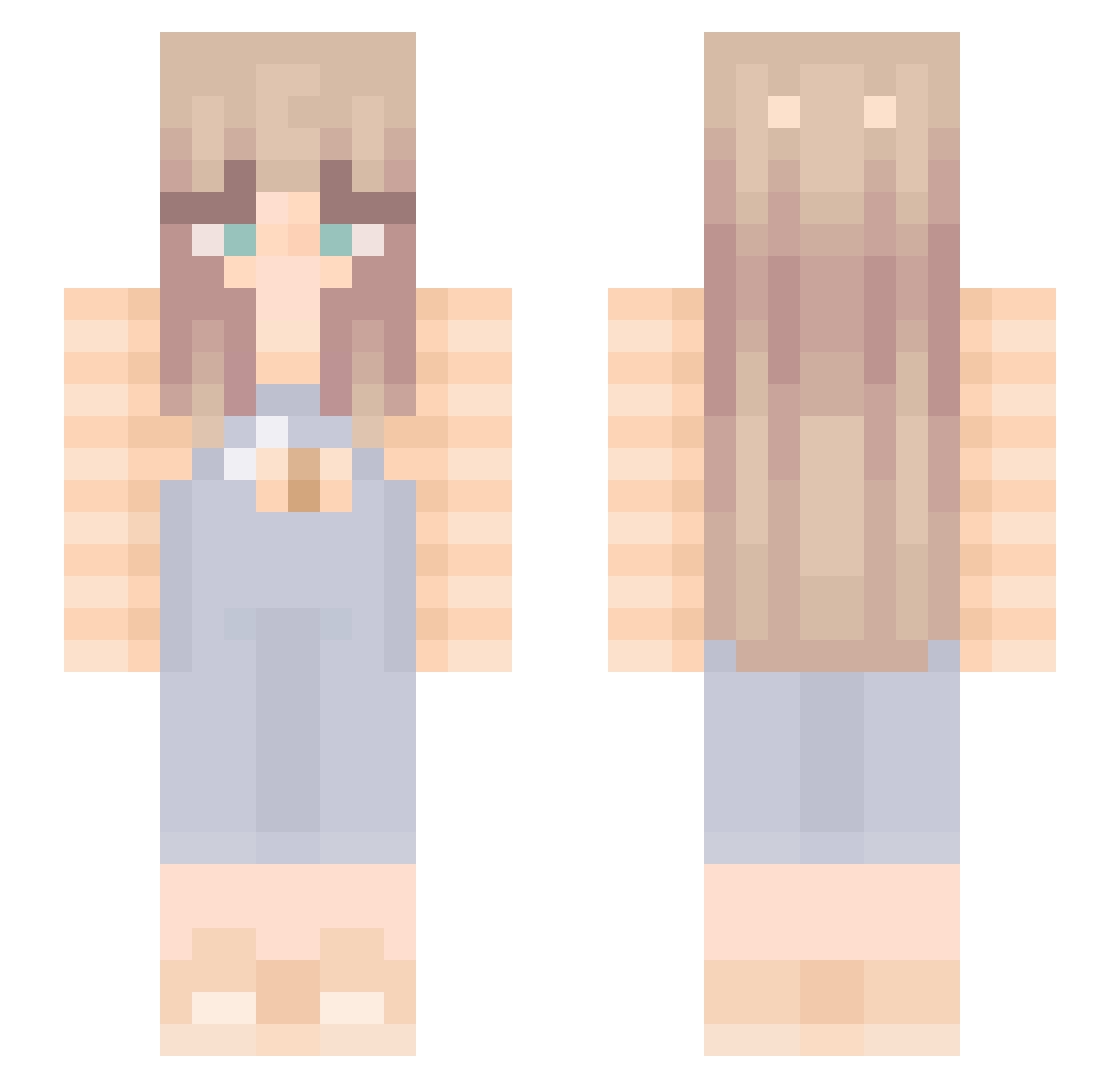 TaigaAi Minecraft skin, front and back view