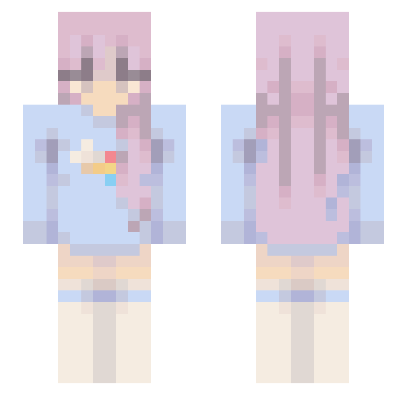 Poney Minecraft skin, front and back view