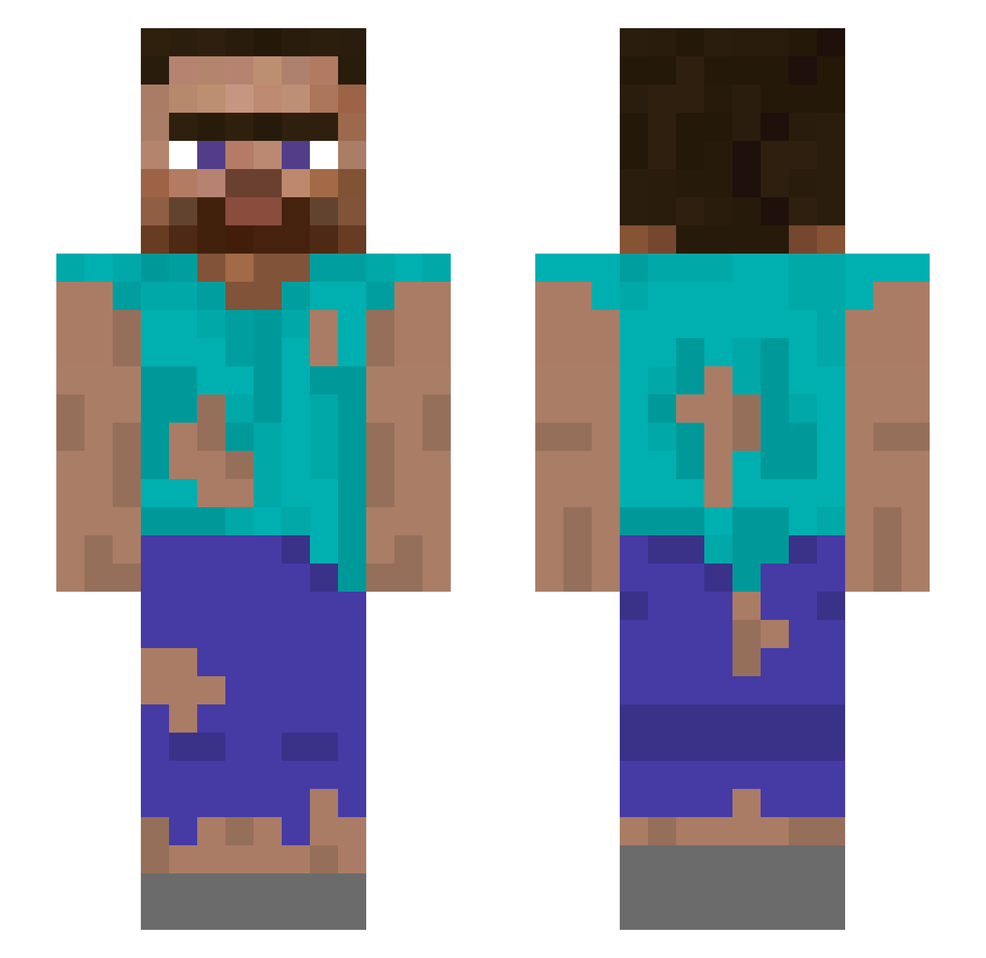 Guiffed Minecraft skin, front and back view