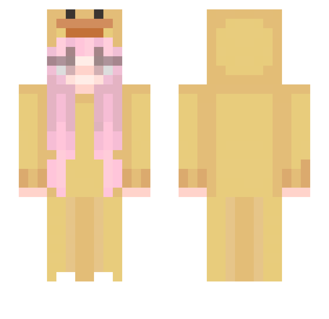 Stof Minecraft skin, front and back view