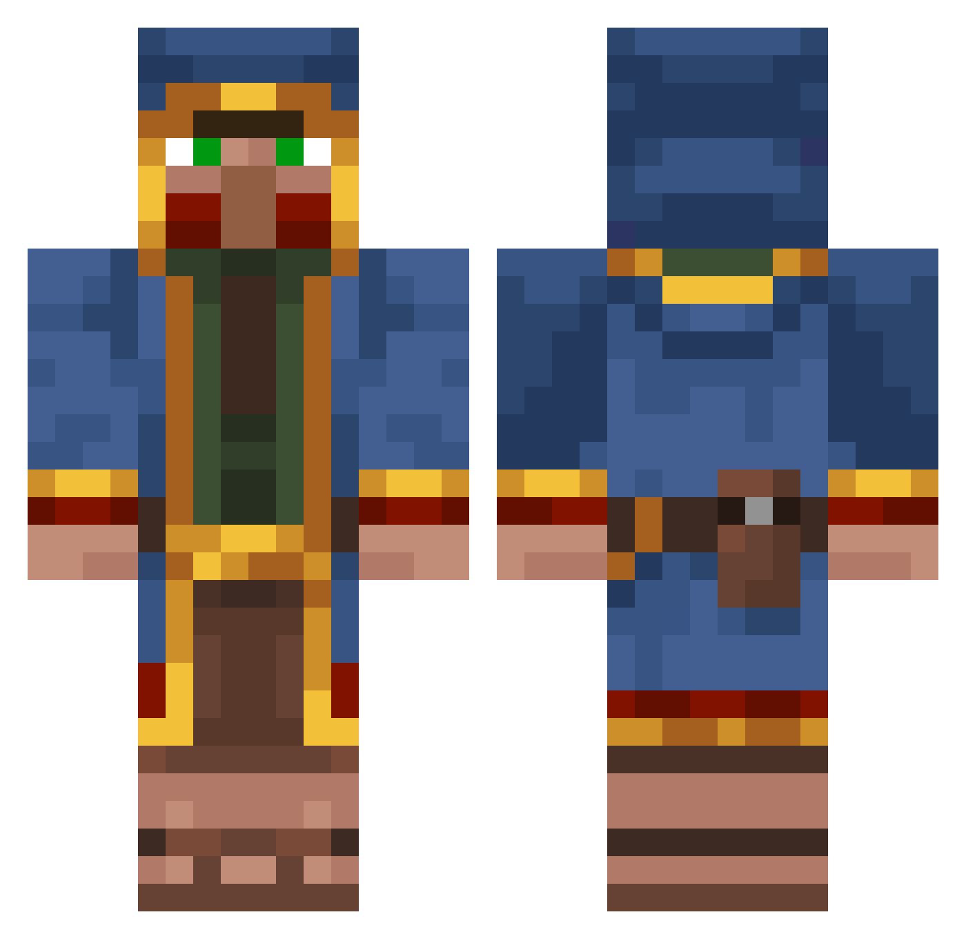 Leafins Minecraft skin, front and back view