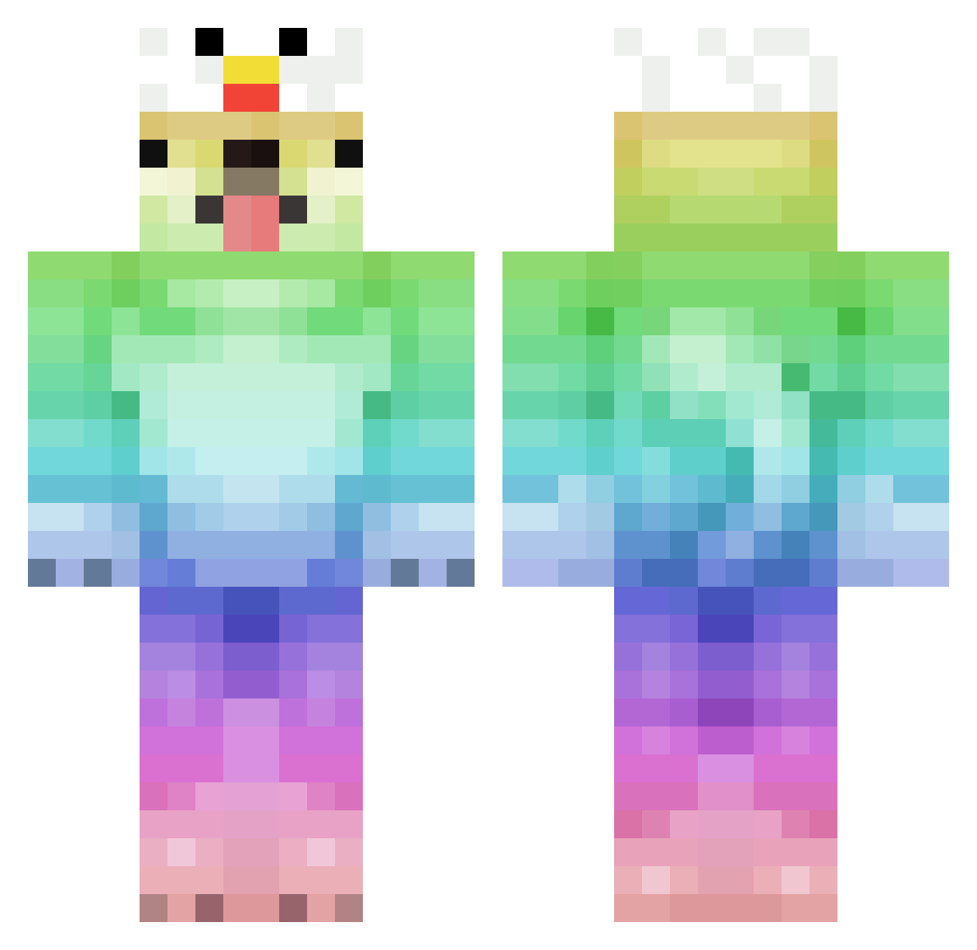Flatscreens Minecraft skin, front and back view