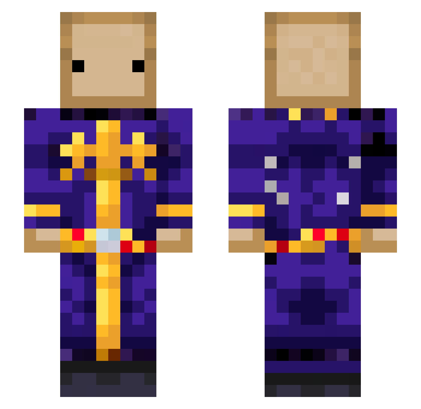 StaubigesBrot Minecraft skin, front and back view