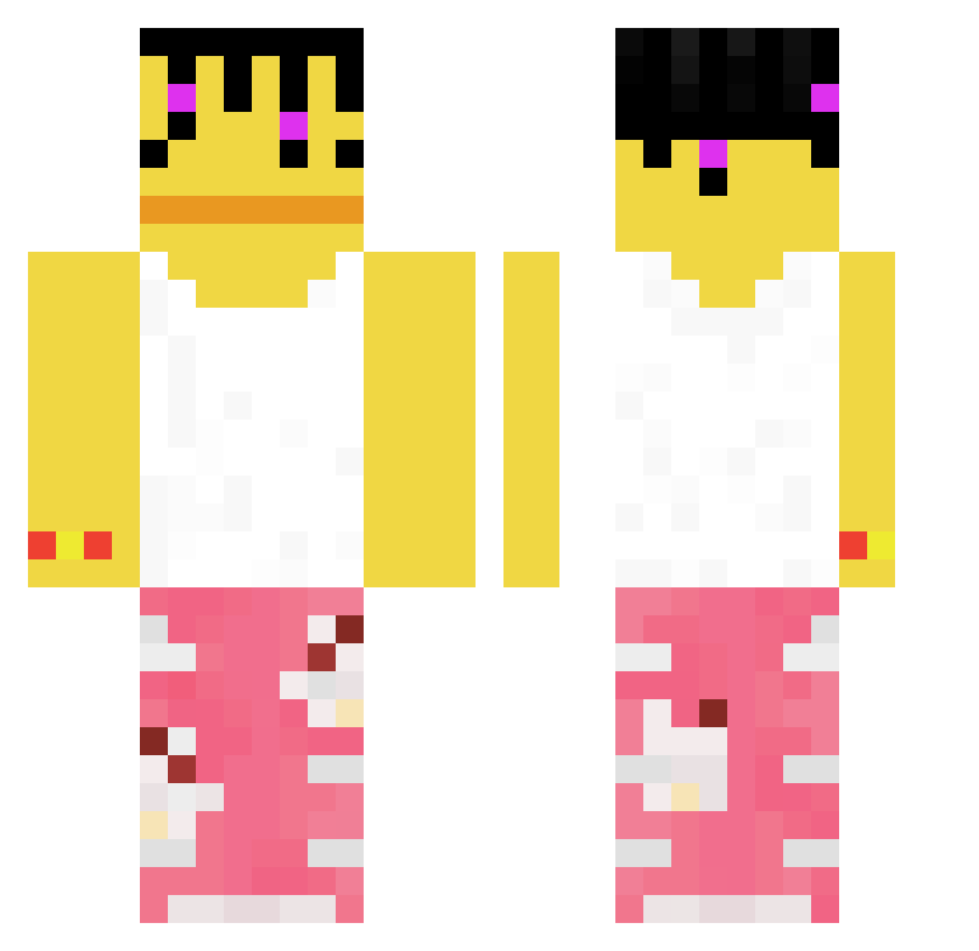 KIBAsxr Minecraft skin, front and back view