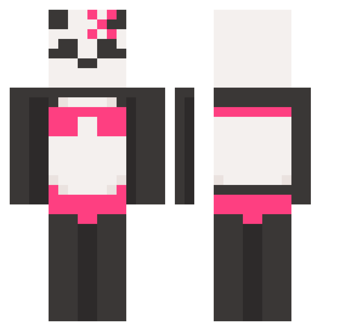 whyelefle Minecraft skin, front and back view